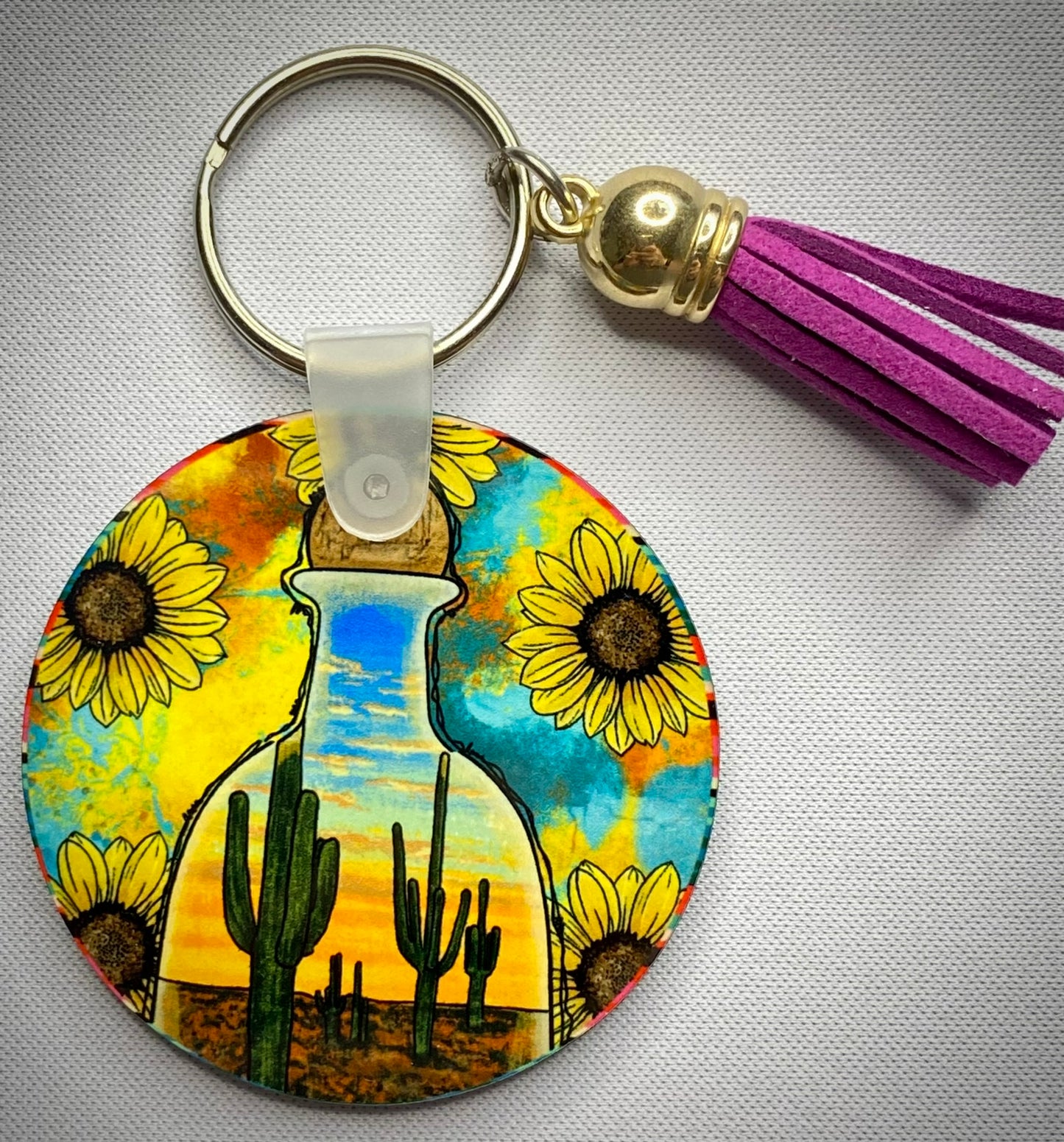 Cactus in a Bottle Keychain